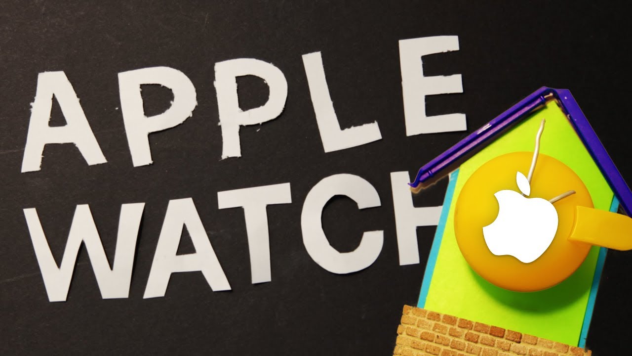 Colored cuckoo clock with text "Apple Watch"